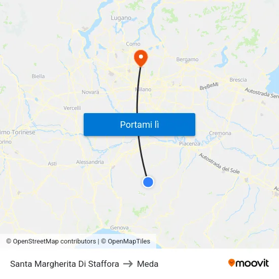 Santa Margherita Di Staffora to Meda map