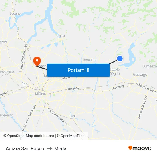 Adrara San Rocco to Meda map