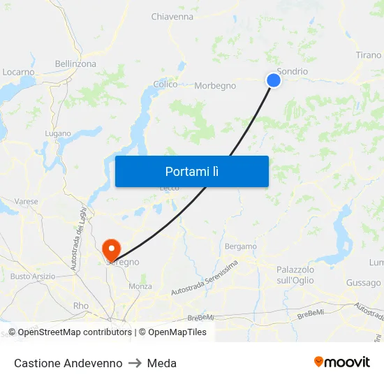 Castione Andevenno to Meda map