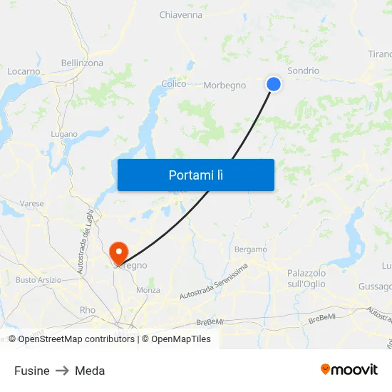 Fusine to Meda map