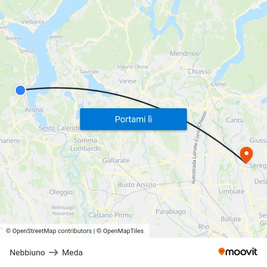 Nebbiuno to Meda map