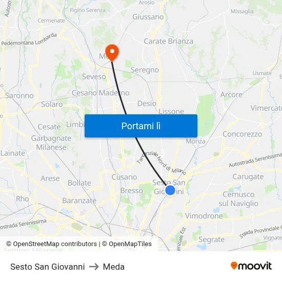 Sesto San Giovanni to Meda map