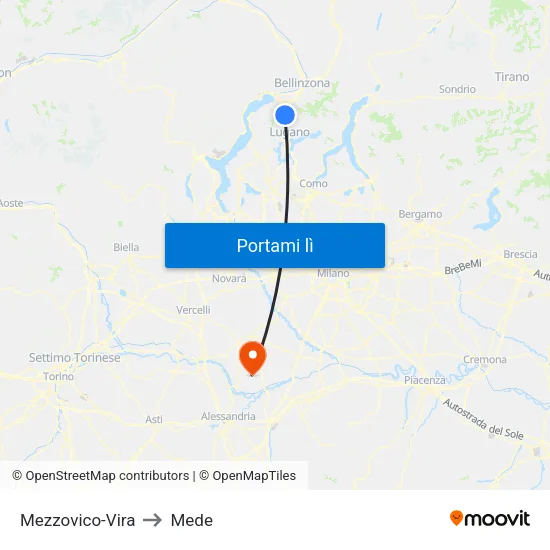Mezzovico-Vira to Mede map