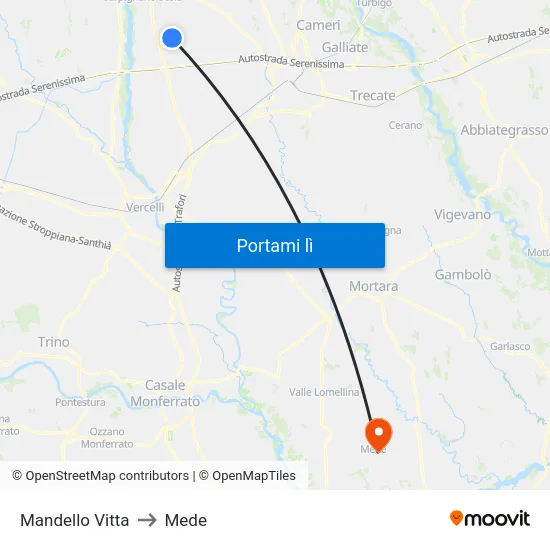 Mandello Vitta to Mede map