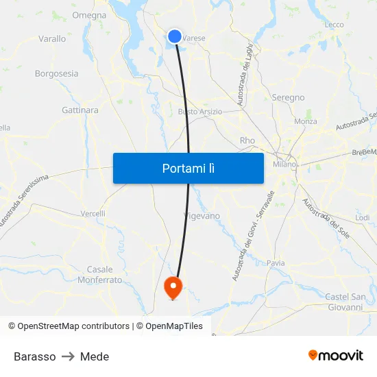 Barasso to Mede map