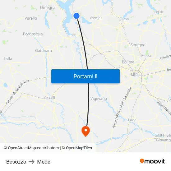 Besozzo to Mede map