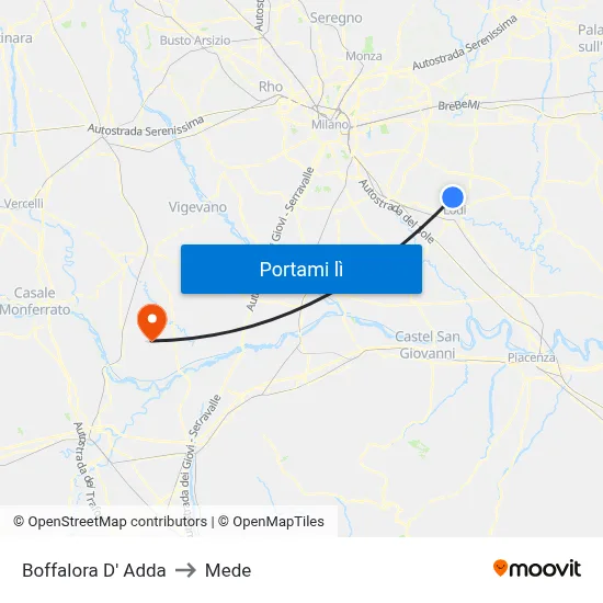 Boffalora D' Adda to Mede map