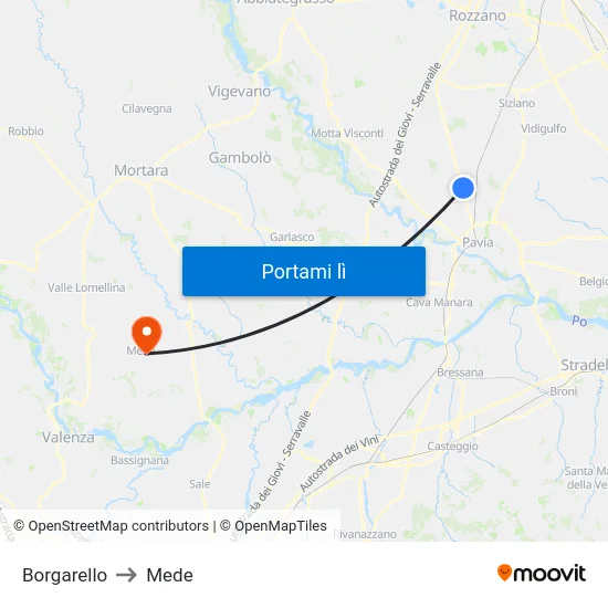 Borgarello to Mede map