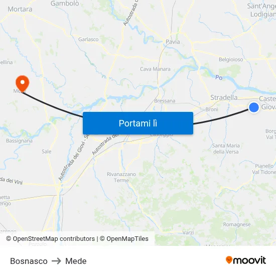 Bosnasco to Mede map