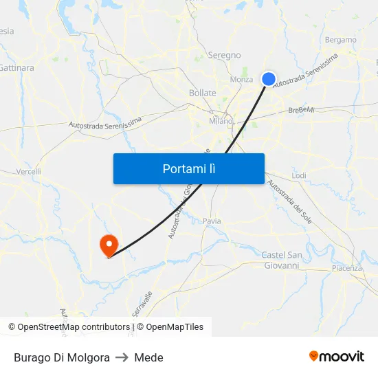 Burago Di Molgora to Mede map