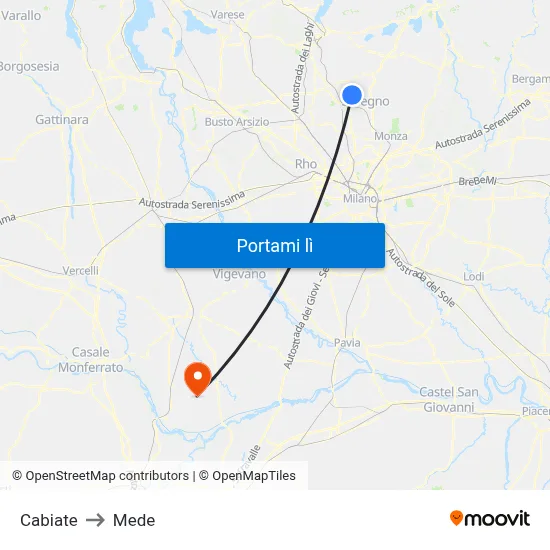 Cabiate to Mede map