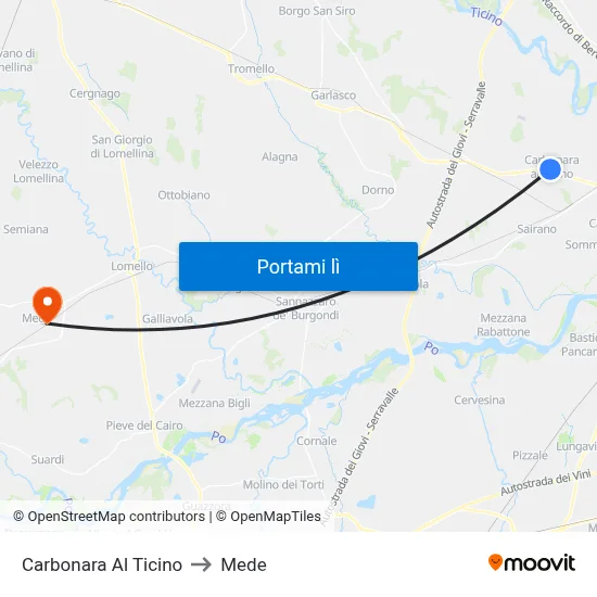 Carbonara Al Ticino to Mede map