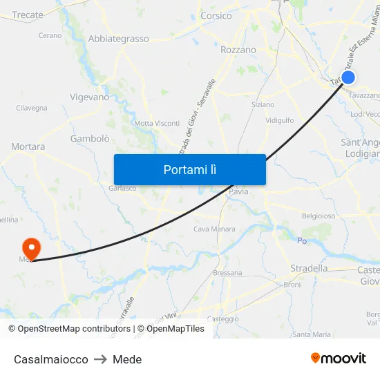 Casalmaiocco to Mede map
