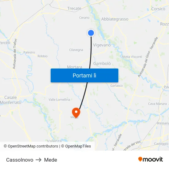 Cassolnovo to Mede map