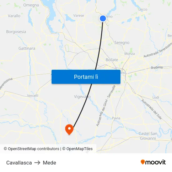 Cavallasca to Mede map