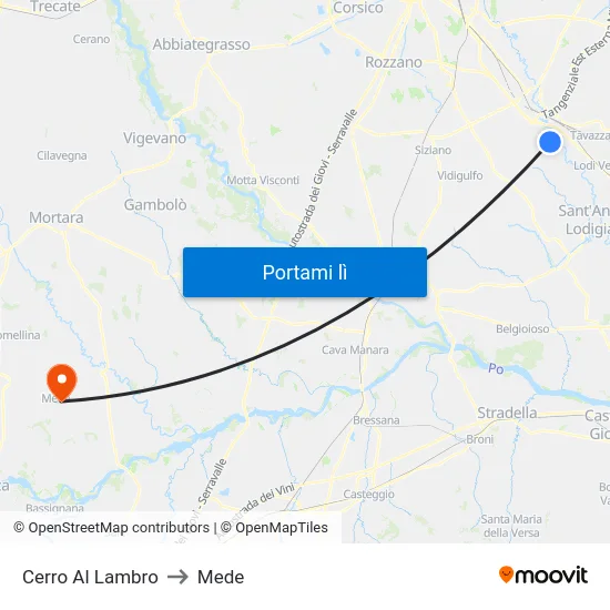Cerro Al Lambro to Mede map