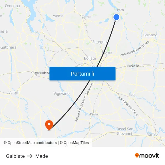 Galbiate to Mede map