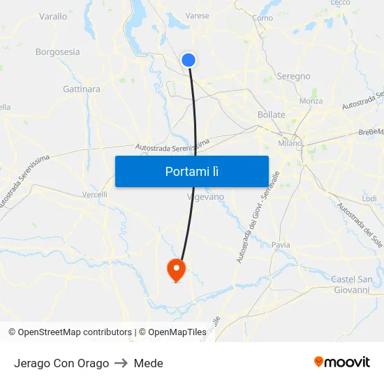 Jerago Con Orago to Mede map