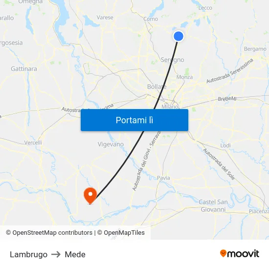 Lambrugo to Mede map