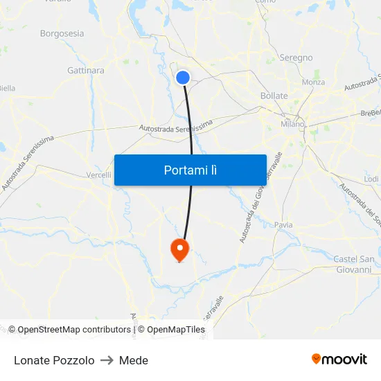 Lonate Pozzolo to Mede map