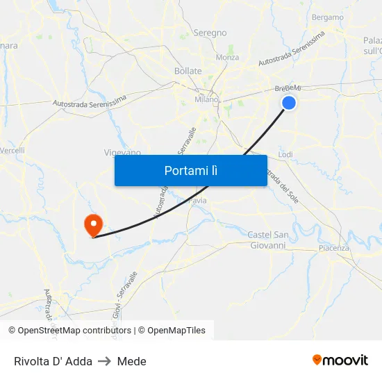 Rivolta D' Adda to Mede map