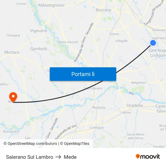 Salerano Sul Lambro to Mede map