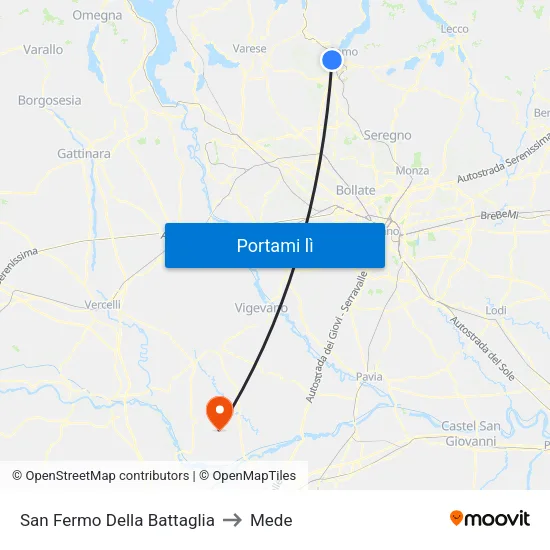 San Fermo Della Battaglia to Mede map