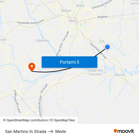 San Martino In Strada to Mede map