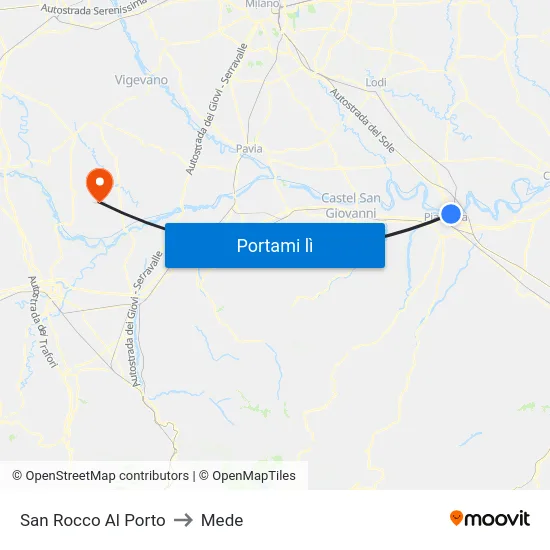 San Rocco Al Porto to Mede map