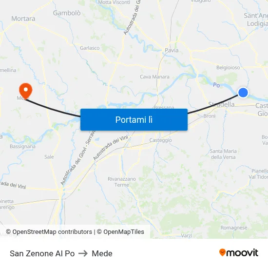 San Zenone Al Po to Mede map