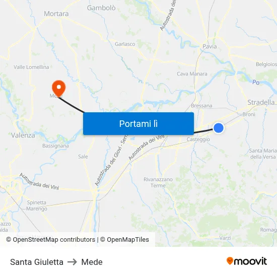 Santa Giuletta to Mede map