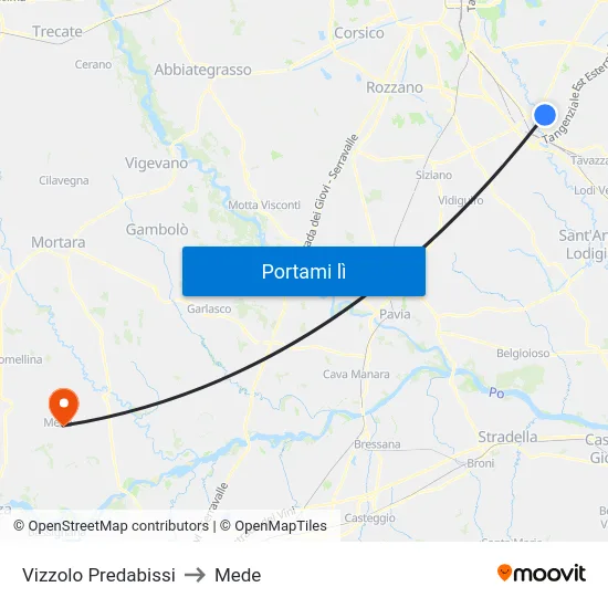 Vizzolo Predabissi to Mede map