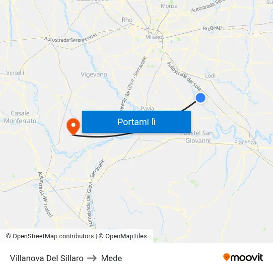Villanova Del Sillaro to Mede map