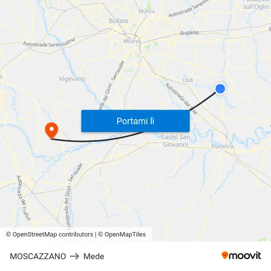 MOSCAZZANO to Mede map