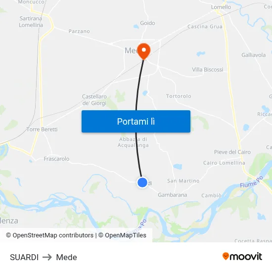 SUARDI to Mede map