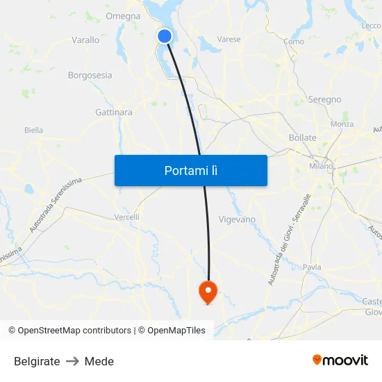 Belgirate to Mede map
