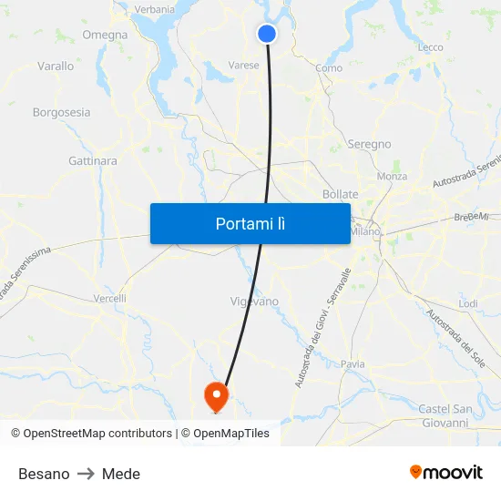 Besano to Mede map