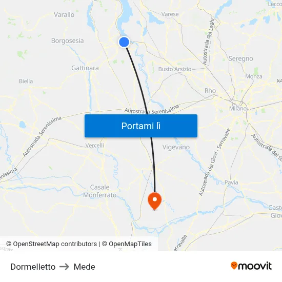 Dormelletto to Mede map