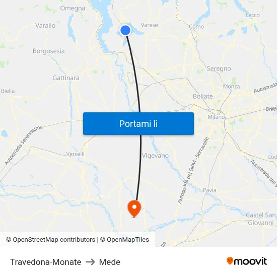 Travedona-Monate to Mede map