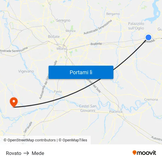 Rovato to Mede map