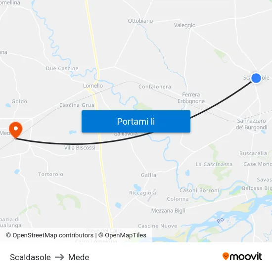 Scaldasole to Mede map