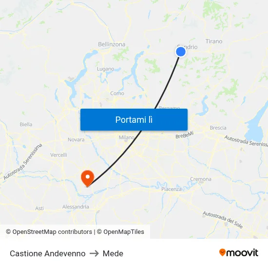 Castione Andevenno to Mede map