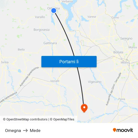 Omegna to Mede map