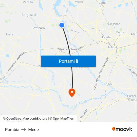 Pombia to Mede map