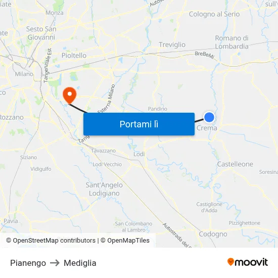 Pianengo to Mediglia map