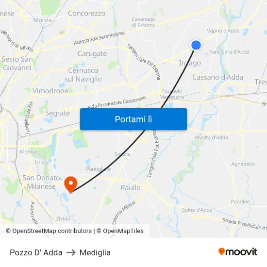 Pozzo D' Adda to Mediglia map
