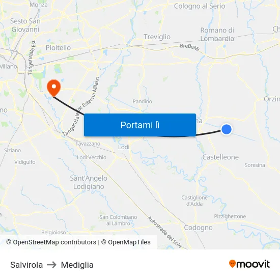 Salvirola to Mediglia map