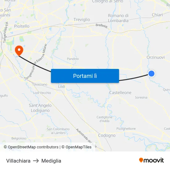 Villachiara to Mediglia map