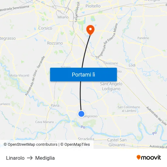 Linarolo to Mediglia map
