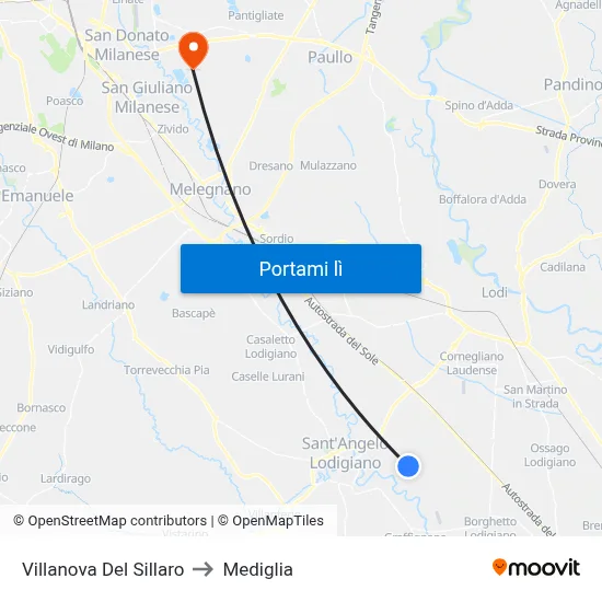 Villanova Del Sillaro to Mediglia map